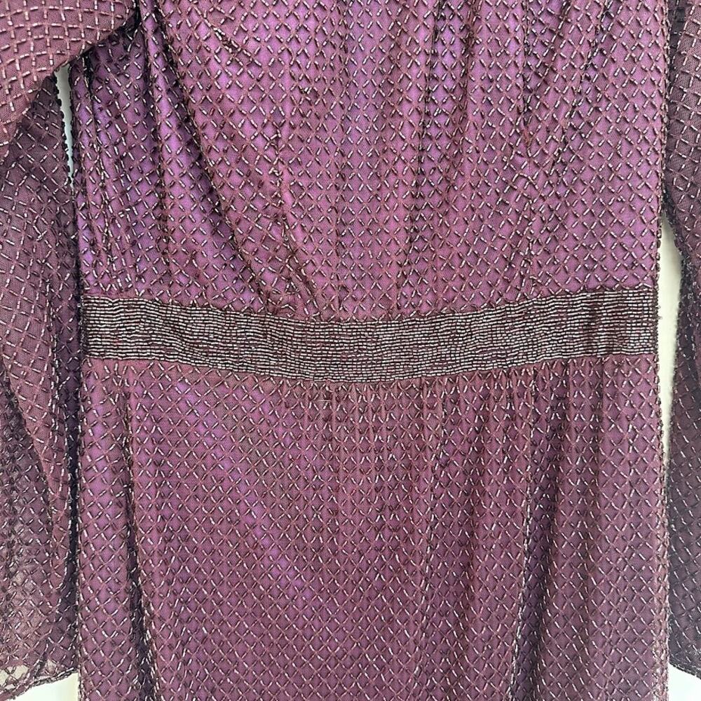 Mac Duggal Bugle Bead Long Sleeve Midi Dress – Eggplant Purple – Size 10 – NWOT - Picture 5 of 15